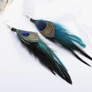 Boho Feather Earrings – Long Bohemian Statement Jewelry